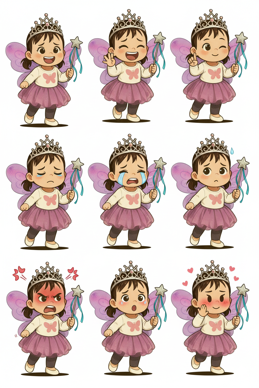 Character expression sheet derived from the photo