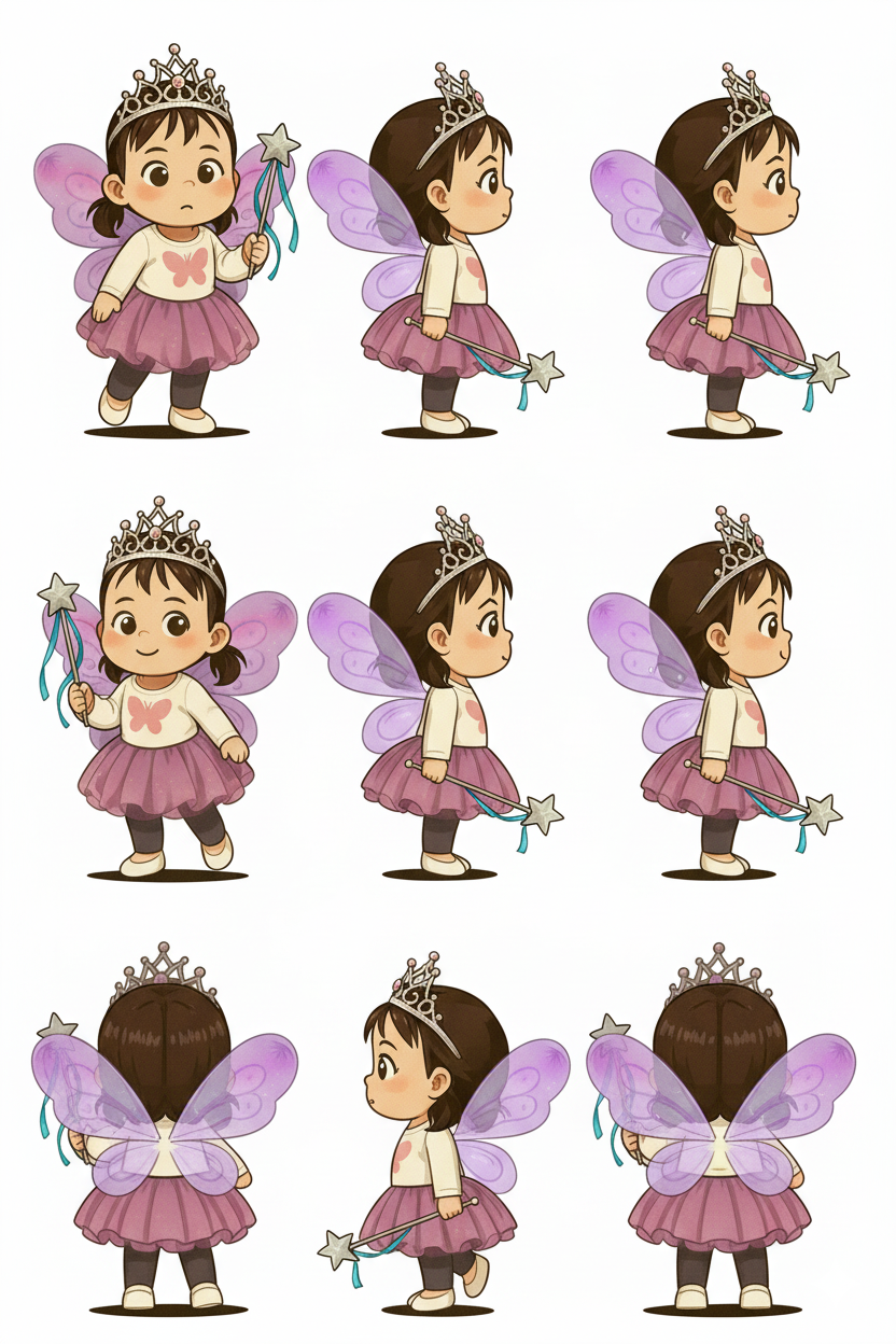 Character turnaround derived from the expression sheet